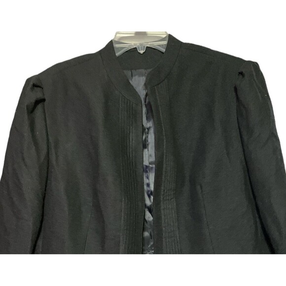 Vintage Villagio Womens Black Worsted Wool Blend Open Front Jacket Size 18 New - Picture 3 of 7